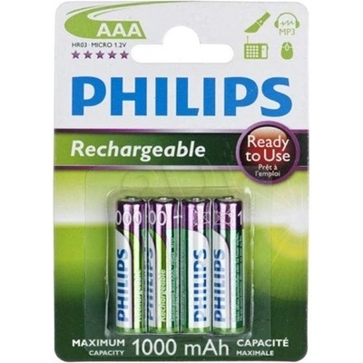 Philips R03B4RTU10/10 БАТЕРИЯ ЗА ВЪЗСТАНОВЯВАНЕ AAA 1000 mAh 4-BLISTER (ГОТОВА ЗА ИЗПОЛЗВАНЕ) (R03B4RTU10/10)