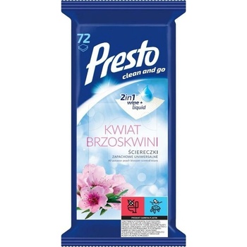 Presto Clean vlhčené utierky broskyňa 72 ks
