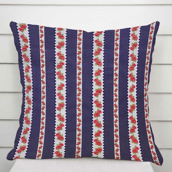 Biante bavlna Sandra SA-418 Ružičky na tmavo modrom bodkovanom 35 x 45 cm