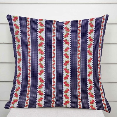 Biante bavlna Sandra SA-418 Ružičky na tmavo modrom bodkovanom 35 x 45 cm