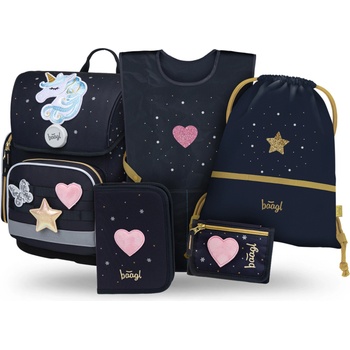 BAAGL КОМПЛЕКТ 5 Ergo Unicorn Gold: портфейл, пенал, торба, престилка, портфейл BAAGL | Sin | Момичешки | UNI