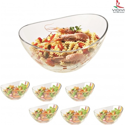 VIDIVI skleněné misky PAPAYA sada 6xmiska výška 6,5 cm plus 1xmiska 24 cm výška 12 cm 13 cm