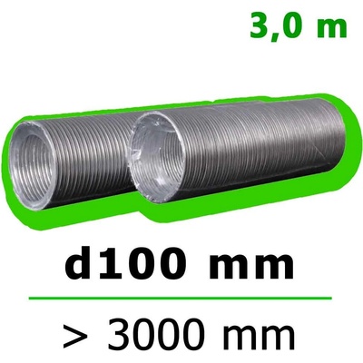 Mikawi Flextube Flexibilní hliníkové potrubí 100 mm x 3000 mm 59-0056 – Zboží Dáma