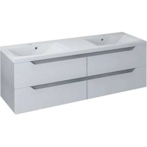 SAPHO Wave - Шкафче под двойна мивка 150x50x48 см, бяло/сребрист дъб WA150-3011 (WA150-3011)