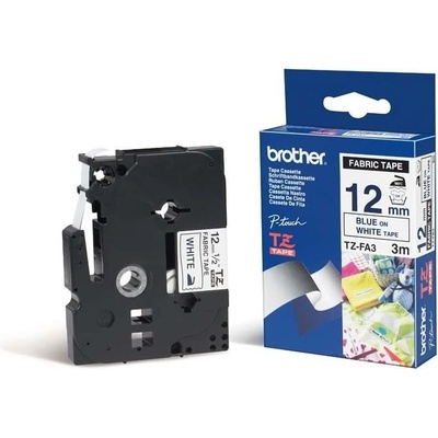 Brother originální páska do tiskárny štítků, Brother, TZE-FA3, modrý tisk/bílý podklad, 3m TZEFA3