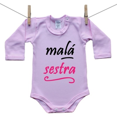Boodyy Ružové Body s dlhým rukávom Malá sestra