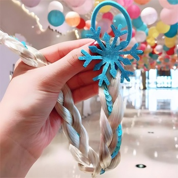 HARAHU Гумичка за коса Snowflake с плитка - Бяла / Синя KP38417 (38417)