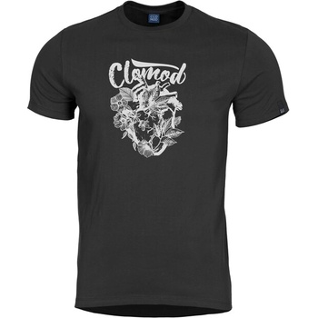 CloMod Къса тениска "Flower heart", черна (C090013-FL-01)