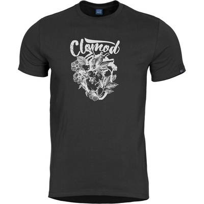 CloMod Къса тениска "Flower heart", черна (C090013-FL-01)
