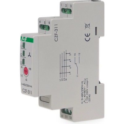 CZF-311 - Relé pre kontrolu výpadku fáz, regulovateľné, 3x 400V, 10A, 1x NO/NC