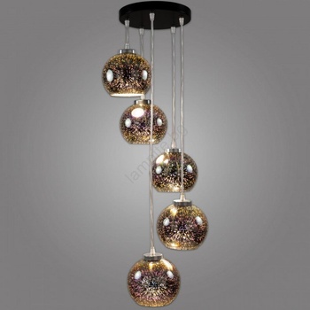 KEMAR NP/5/W/D3 - Полилей на въже KULE 3D 5xE27/60W/230V (PD505)