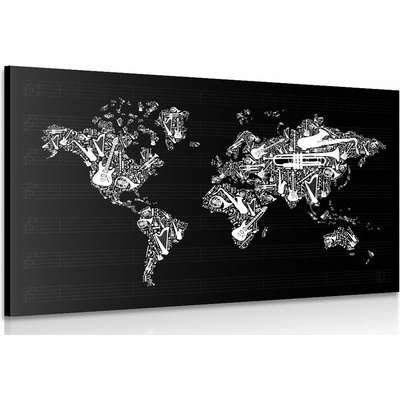Obraz hudební mapa světa - 60x40