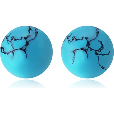 Šperky Eshop náušnice ze žlutého zlata kulička z tyrkysu GG224.01