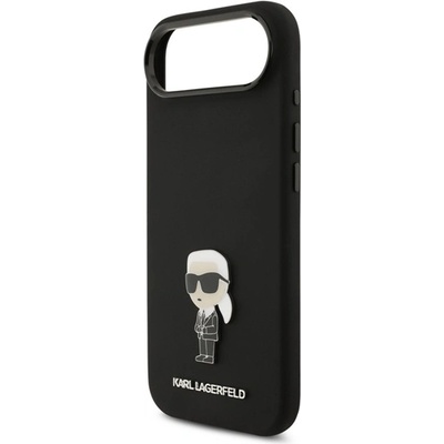 CG Mobile iPhone Air KARL LAGERFELD LIQUID SILICONE METAL IKONIK CASE силиконов протектор за телефон, удароустойчив, протектор за камера, BLACK KLHCP17MSMHKNPK (KLHCP17MSMHKNPK)