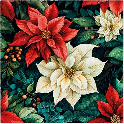 PAW Obrúsky L Poinsettia On Black 33x33cm