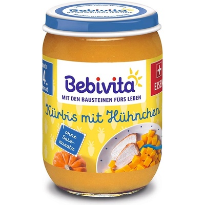 Bebivita Био Пюре Тиква, пилешко и ябълки 190 гр. - 4+ месеца