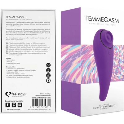 FEELZTOYS Femmegasm nabíjateľný 2v1 vibrátor na klitoris fialová