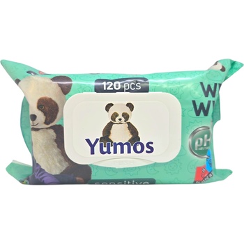 Yumos мокри кърпи, Сензитив, 120 броя, Зелени