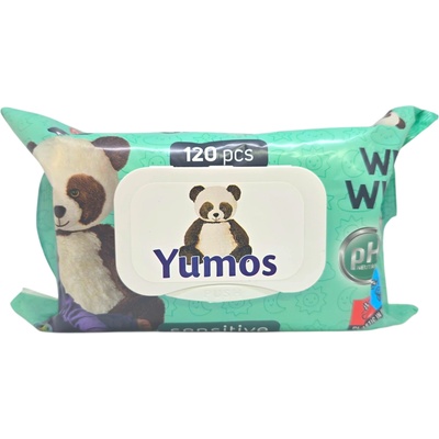 Yumos мокри кърпи, Сензитив, 120 броя, Зелени