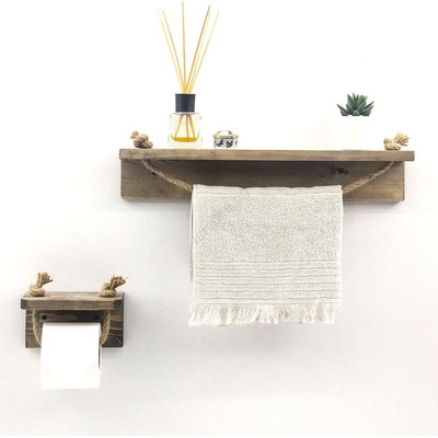 ASIR GROUP Поставка за тоалетна хартия 10, 5x17 cм + рафт 10x50 cм смърч (AS0556)