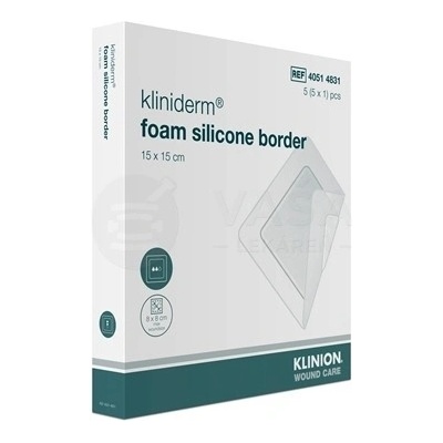 Kliniderm Foam Silicon Border Krytie na rany penové silikónové sterilné 15 x 15 cm 5 ks