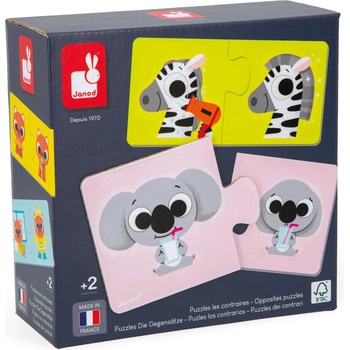 Janod Бебешки пъзел Janod от 12 x 2 части - Противоположности (J02627)