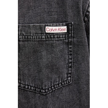 Calvin Klein Памучна риза Calvin Klein Jeans в сиво със стандартна кройка с класическа яка LV040BM733 (LV040BM733)