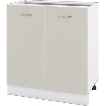 ИРИМ Долен шкаф за вграждане на мивка с две врати и рафт Сити БС-23 бяло гладко / сатен 80 см