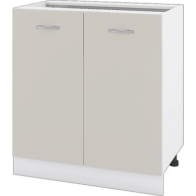 Долен шкаф за вграждане на мивка с две врати и рафт Сити БС-23 бяло гладко / сатен 80 см