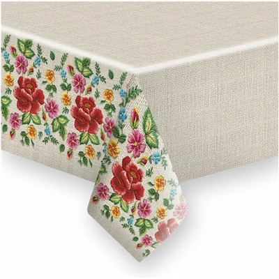 Pol-Mak Papírový ubrus 180 cm Roses Mountain Embroidery Folk