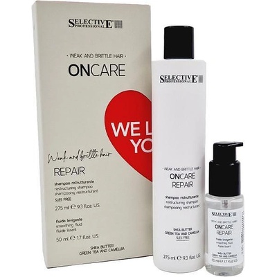 Selective Professional Възстановяващ комплект шампоан и флуид за увредена и накъсана коса Selective ONcare We Love You Repair