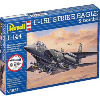 Revell Model set letadlo 63972 F 15E Strike Eagle & bombs CF 18 6278 1:144