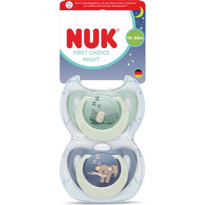 Nuk First Choice биберон залъгалка, силикон, 18+ мес. , 2 бр. , Night, Хипо/Коала (10177255)