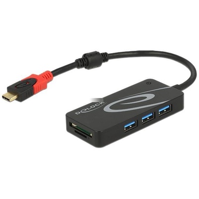 Delock DeLOCK USB-C хъб, черен, USB 3.0, SD, microSD (62900)