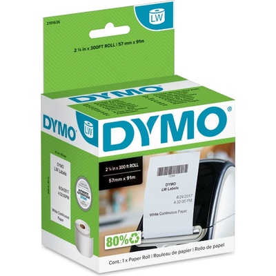 DYMO LW kontinuálna rolka pre tlač účteniek, biely papier bez lepidla, 57mm x 91m