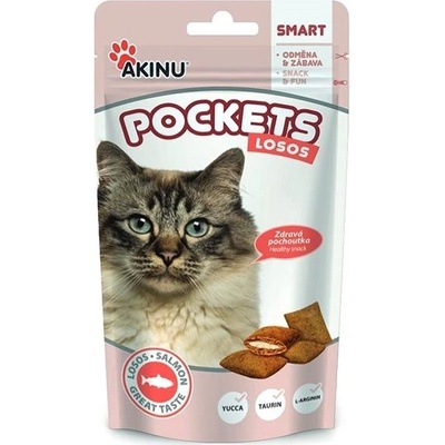 Akinu Pockets lososové vankúšiky pre mačky 40 g