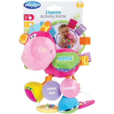 Playgro Chrastítko oslík růžový