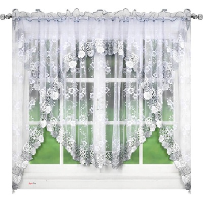 BytoTex Luxusní vyšívaná záclona LG78WB s šedo-bílou krajkou 400x160 cm
