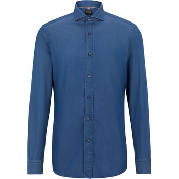 HUGO BOSS Men's T Hays Spread C1 Plain Long-Sleeve Shirt - Open Blue
