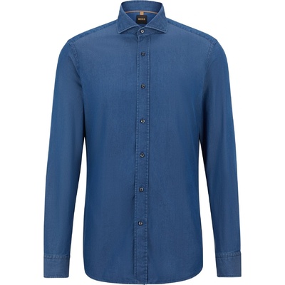 HUGO BOSS Men's T Hays Spread C1 Plain Long-Sleeve Shirt - Open Blue