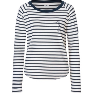 super. natural Дамски вълнен пуловер super. natural Women's Sea Horse Stripe Bio Crew Merino longsleeve - Fresh White / Navy Stripe / Salute (105-7097-0112)