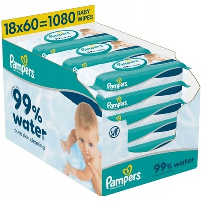Pampers Aqua 99% Water vlhčené ubrousky 18 x 60 ks