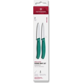 Image 1 of Victorinox - комплект от 2 кухненски ножа за зеленчуци SWISS CLASSIC, 8 см, тюркоазен (GG776)
