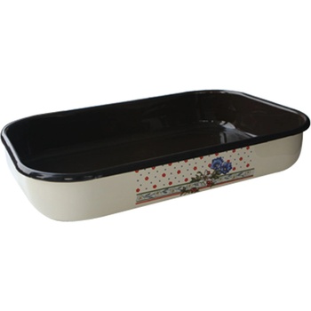 40 х 26 см правоъгълна емайлирана тава с разцветка Сини цветя (141/40-27-1697)