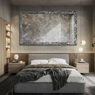 Alfaram Elegantné nástenné zrkadlo v striebornom ráme s postaršenou zrkadlovou plochou – CLAUDE SILVER 60x160