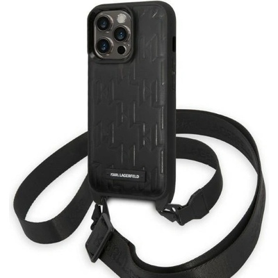 KARL LAGERFELD Кейс Karl Lagerfeld KLHCP14LSTMMK за iPhone 14 Pro 6.1", черен / черен, твърд, Monogram Plaque Logo Strap (KF001111-0)
