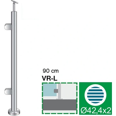 neuvedená Stĺpik, vrchné kotvenie - ľavý AISI304, D42,4/2xmo
