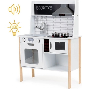 Eco Toys dřevěná kuchyňka se světelnými a zvukovými efekty PLK537