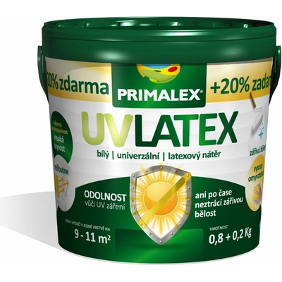 PRIMALEX UV LATEX - Matná umývateľná farba s vysokou belosťou biela 6 kg