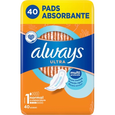 Always Ultra Deň Hygienické Vložky Normal Veľkosť 1 Krídelká 40 ks